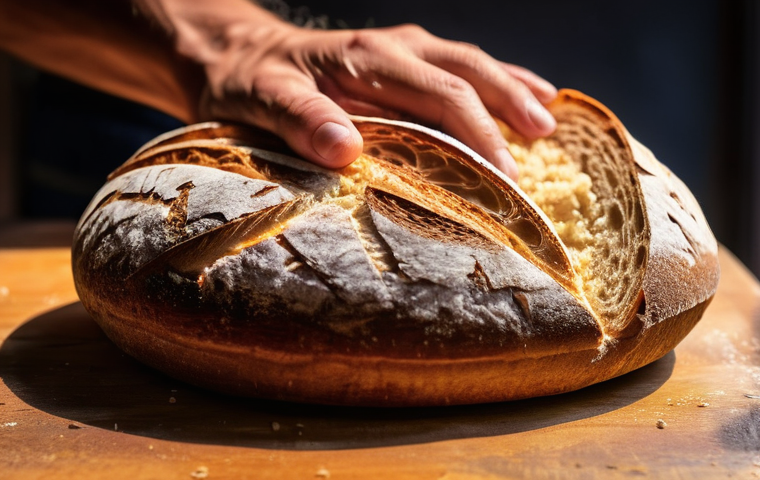 제빵사가 알아야 할 최신 트렌드 - **Image Prompt 1: The Soul of Sourdough in a Rustic Portuguese Bakery**
A close-up, warm-toned p...