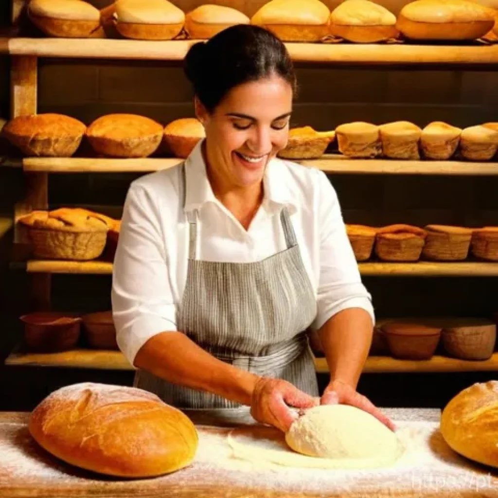 제빵사 커리어 로드맵 - **Prompt:** A heartwarming scene inside a traditional Portuguese artisan bakery. An experienced fema...