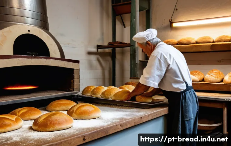 제빵사 채용 공고 읽는 법 - **Prompt:** A warm, rustic traditional Portuguese bakery scene. An experienced, silver-haired Portug...
